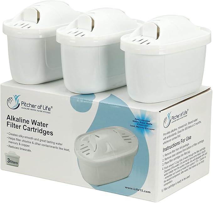 Pitcher of Life Alkaline Pitcher Replacement Water Filters - by Life Ionizers (Pack of 3)