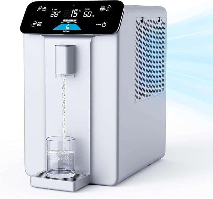 2025 Improved Atmospheric Water Generator for Drinking Water, 4-Stage Purification 10L, Countertop Atmospheric Water Filter with UV Filtration, Countertop Drinking Water Filter System for Office