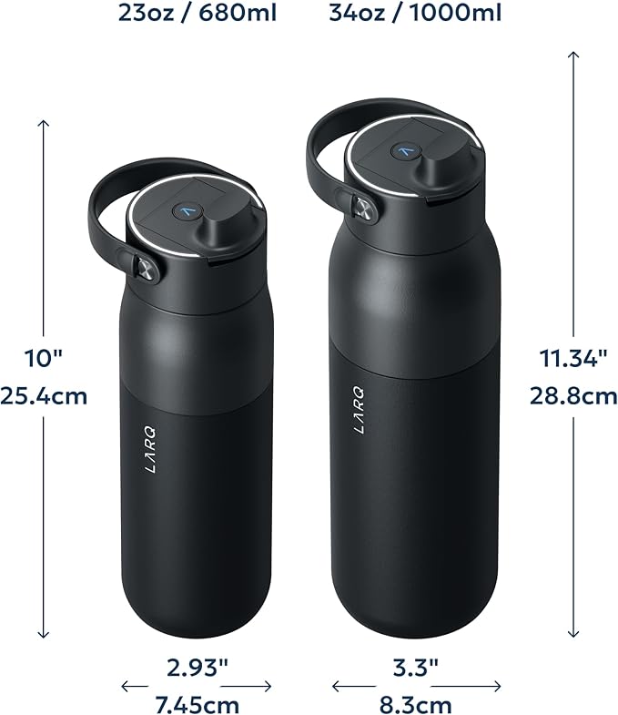 LARQ PureVis 2 Self Cleaning Water Bottle - UV Water Purifier with Filter Straw, Smart App Hydration Tracking, Insulated Stainless Steel