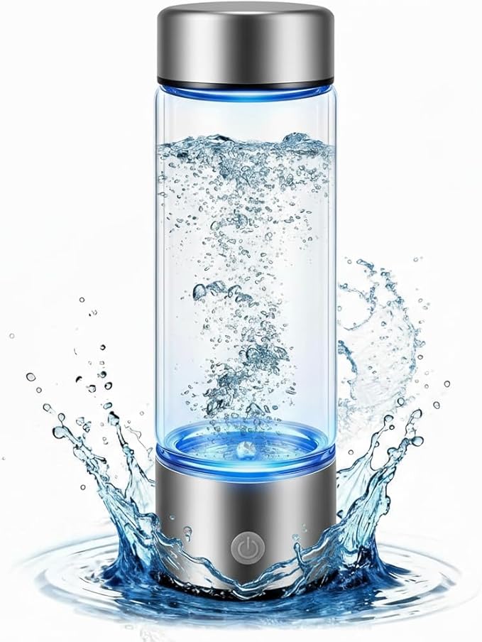Hydrogen Water Bottle, Portable & Rechargeable – Molecular Hydrogen Water Generator, Alkaline Ionizer, Hydrogenated Water Purifier for Health & Fitness with Hydrogen-Rich Water Silver