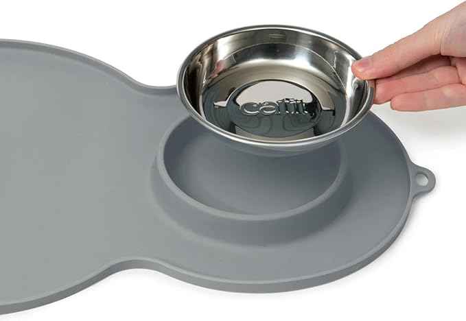 Catit Peanut Shape Cat Placemat, Gray, 17.5” x 11.4”