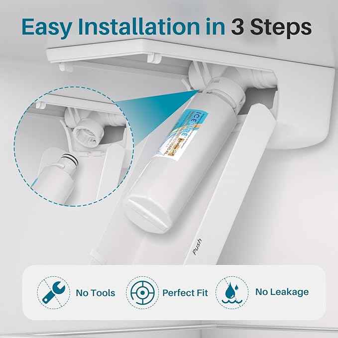 ICEPURE Alkaline LT1000PC Refrigerator Water Filter and Air Filter Replacement for LG LT1000P/PC/PCS, Kenmore 9980, ADQ74793501 ADQ74793502 ADQ747935 MDJ64844601 LMXS28626S LT1000, Enhances PH, 1Combo