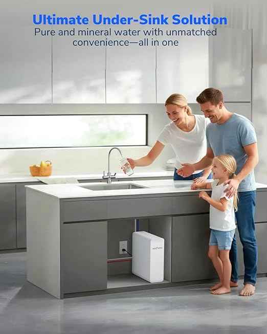 Ecoviva 600GPD Reverse Osmosis System, RO Under Sink Water Filter System, Tankless, Lower TDS, 2.5:1 Pure to Drain Ratio, LED Panel with Filter Monitor, Online Installation Guide, White