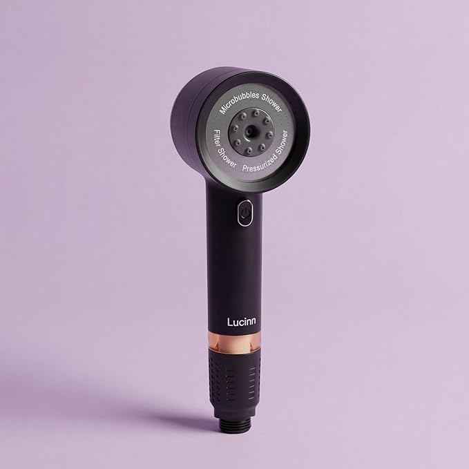 Lucinn Pro Handheld Filtered Showerhead – 12-Stage Filtered Shower Head Removes Chlorine & Hard Water | Revives Hair, Softens Skin | Sleek Matte Black