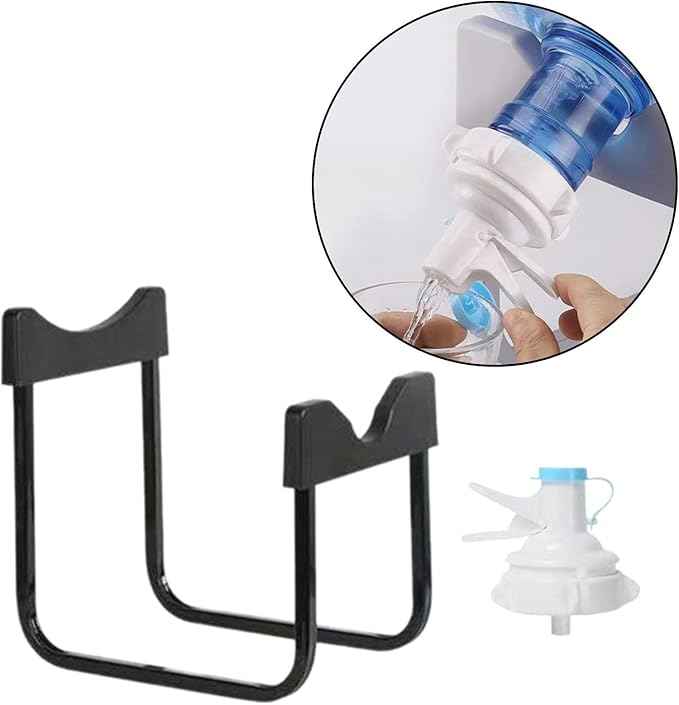 MagiDeal Bottle Jug Rack Barreled Water Rack Reusable Accs Drink Iron Bottle Jug Stand Water Jug Bracket for Outdoor Travel Countertop, Height 29CM black