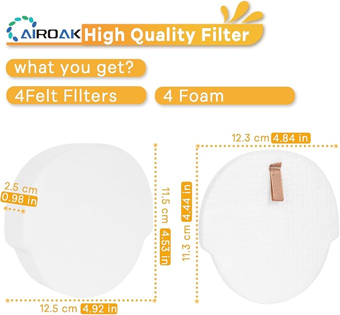AZ1810 Replacement Filter for Shark Vertex DuoClean Upright Vacuum AZ1810, 4 Felt & 4 Foam Filters - AquaVibe