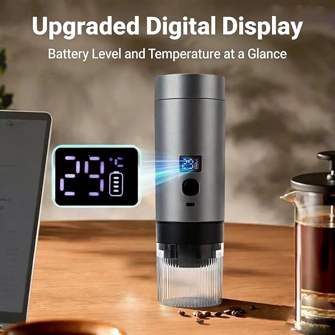 Wireless Mini Espresso Machine; Portable Coffee Maker for Travel/Camping/Office; 3-in-1 Single Serve Coffee Maker; Compatible with Capsules&Ground Coffee; Gifts for Espresso Lovers (Silver)