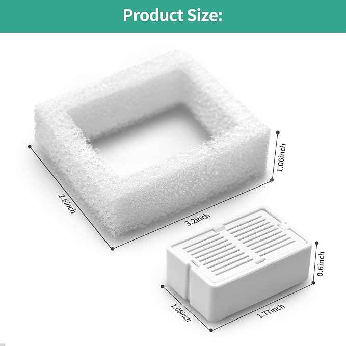 Cat Fountain Replacement Filters, 16 Carbon Filters with 4 Foam Filters, Compatible with Ceramic Cupcake and Wave Cat Fountain and 67oz/2L Stainless Steel Cat Water Fountain(20PACK)
