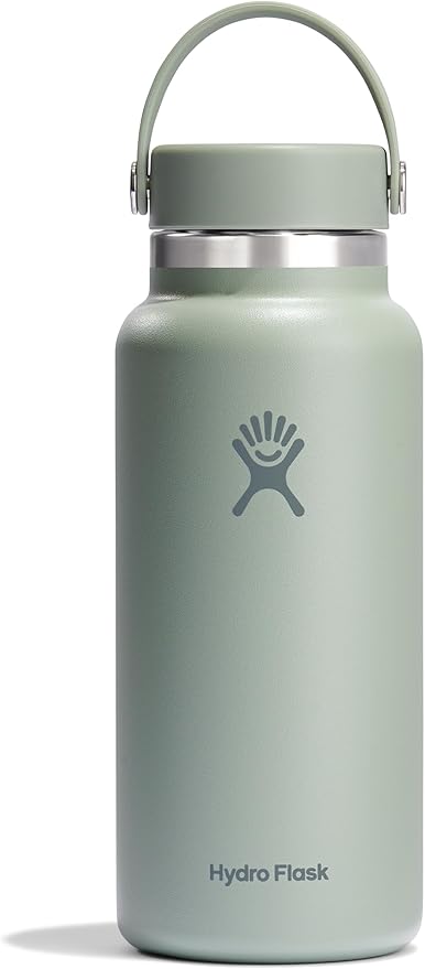 Hydro Flask Water Bottle - Insulated Stainless Steel - Wide Mouth Flex Lid, Non Spill, Leakproof and Refillable in 32 Oz Agave Green