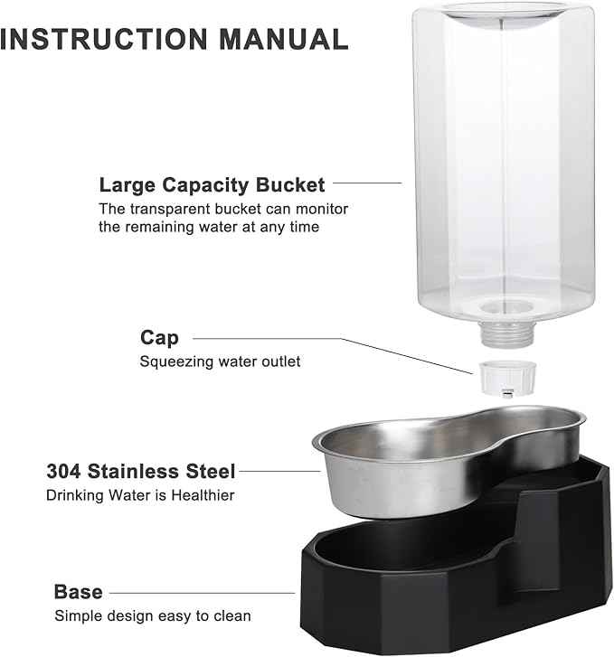 Sfozstra Large Dog Water Dispenser: 8L Large Capacity Gravity Water Feeder - Less Refills for Multi-Pet Homes - Stainless Steel Bowl - Easy Refill & Maintenance - for Medium/Large Dogs - Garage/Patio