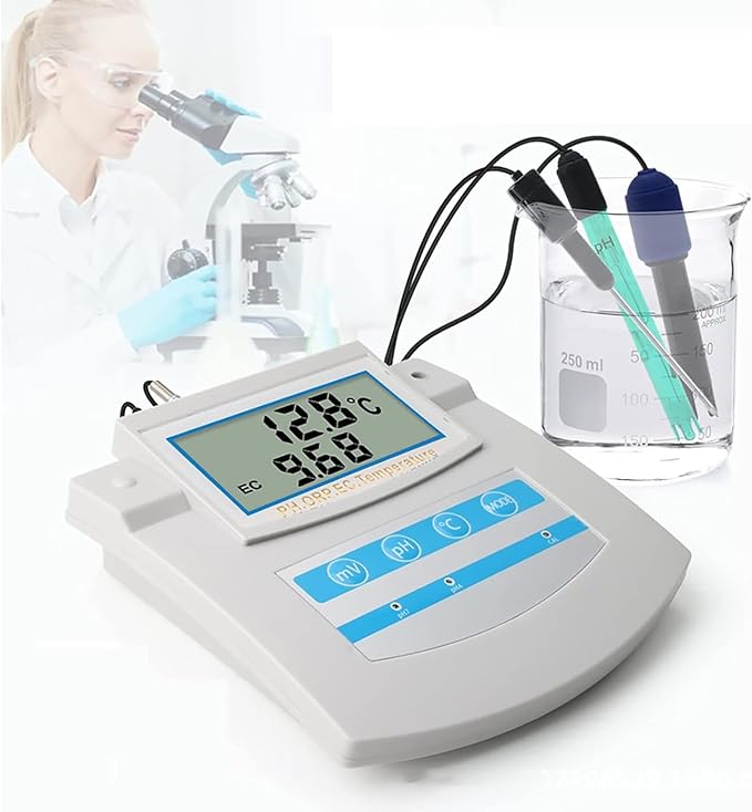 Smart Water Quality Monitor, Water Quality Monitor PH ORP TDS EC CF Temperature Benchtop Tester Meter, 0°C~50° C Automatic Temperature Compensation, for Swimming Pool, Aquarium, Laboratory