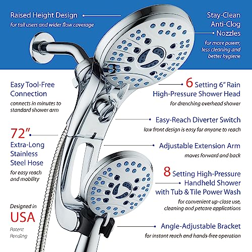 AquaCare 50 mode High Pressure Shower Head Combo with Arm & Dual Power Wash