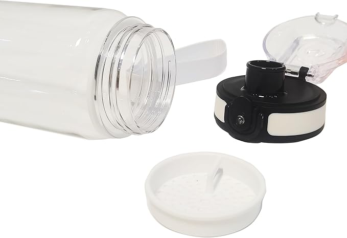 Tritan Clear Water Bottle | No Markings 32oz Sports Water Bottle | Leak Proof Re-Usable Flip Top Plastic Drinks Bottles for School, Office, Gym, Cycling, Exams (Clear-32oz)