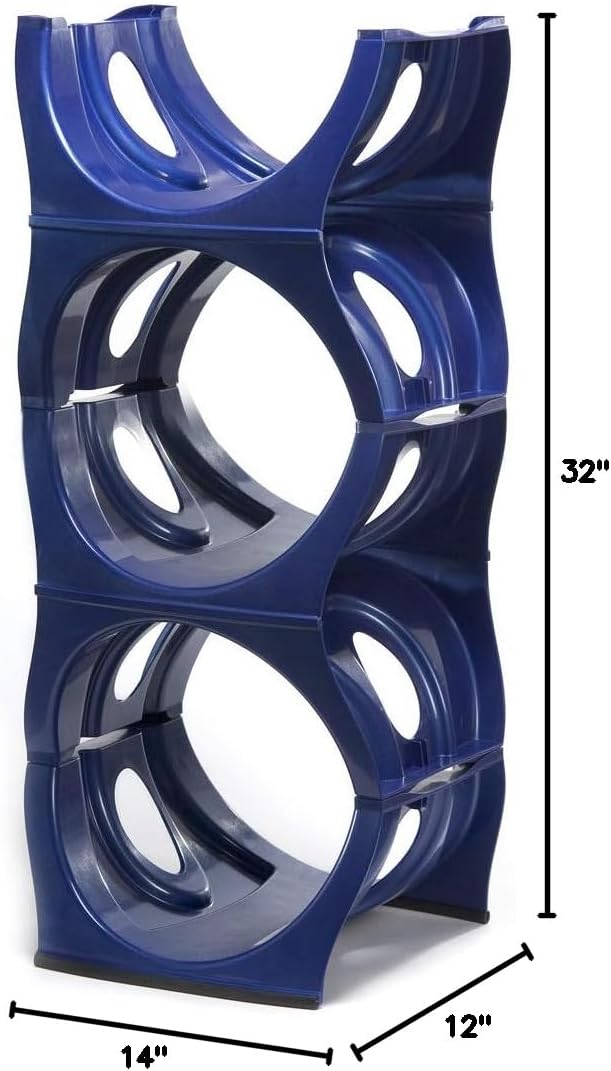 Bariboo Stackable Water Bottle Storage Rack Best Water Jugs 5 Gallon Organizer. Jug Holder for Kitchen, Cabinet and Office Organizing. Reinforced Polypropylene (Blue, 3 No Shelf)