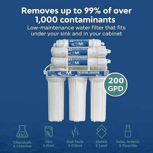 Applied Membranes Reverse Osmosis Water Filtration System, Under-Sink Water Filter System with 5-Stage Coconut Carbon and RO Membrane Filtration (200 GPD Output)