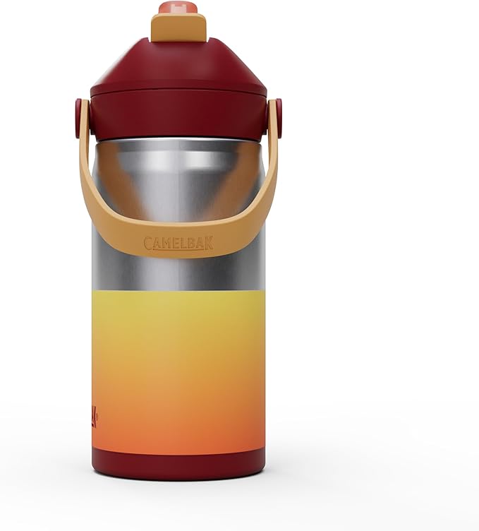 CamelBak Thrive Flip Straw Kids Bite Valve Stainless Steel Water Bottle Orange Sunset, 12oz