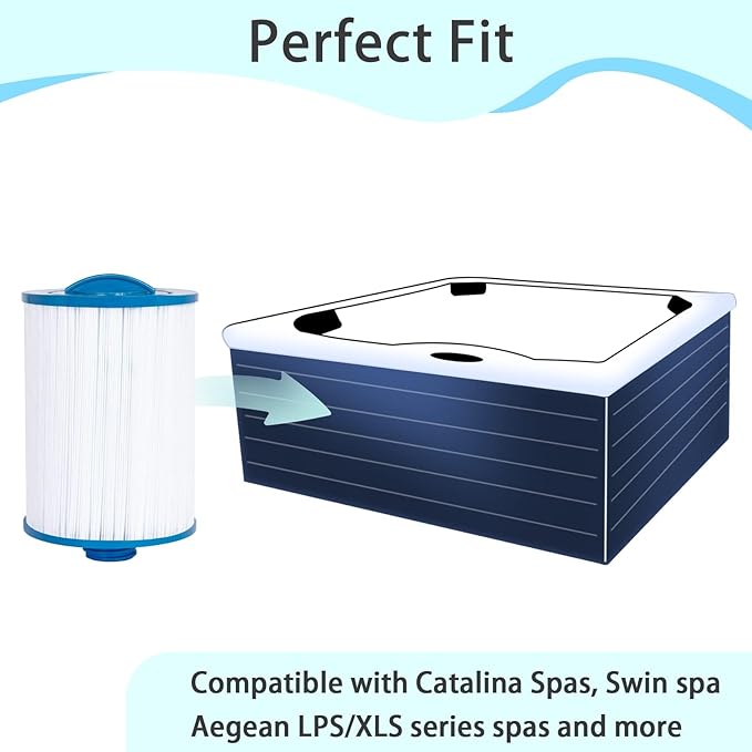 Future Way Hot Tub Filter Replacement for Pleatco PWW50P3(1 1/2" Coarse Thread), Unicel 6CH-940, Filbur FC-0359, Waterways 817-0050, Viking Spa Filter, Screw in SAE Thread Filter, 45 Sq.Ft, 2 Pack - AquaVibe