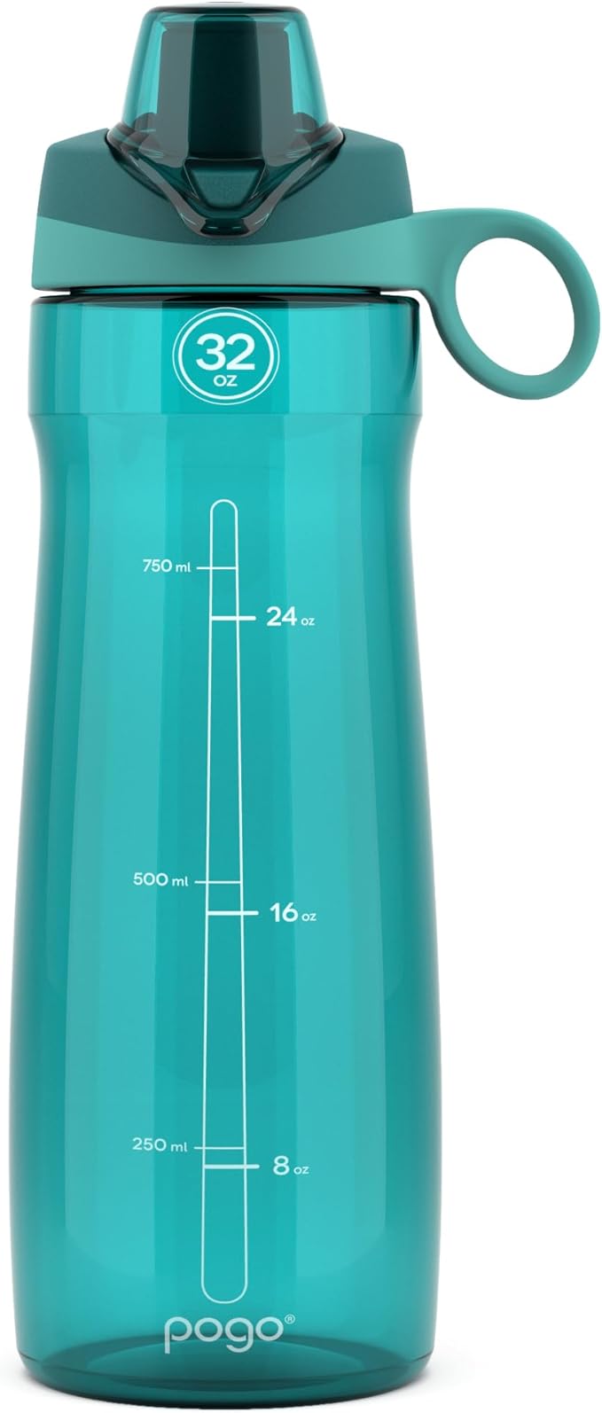Pogo BPA-Free Plastic Water Bottle with Chug Lid, 32 Oz, Quetzal Teal