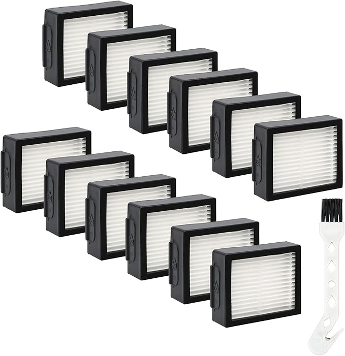 High Efficicency Filters Replacement for iRobot Roomba E, I and J Series i7 i7+/plus i3 i3+ E5 E6 E7 i4 i6 i6+ i8 i8+ Vacuum Cleaners Parts, 9 Pack 4639161 Filters + 1 Cleaning Brush - AquaVibe