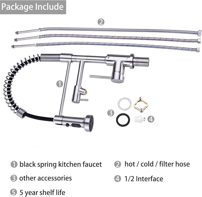 Kitchen Faucet with Sprayer, RV Faucet for Kitchen Sink, Single Handle Stainless Steel Kitchen Sink Faucets with Dual Function Spray Head, Nickel Brushed