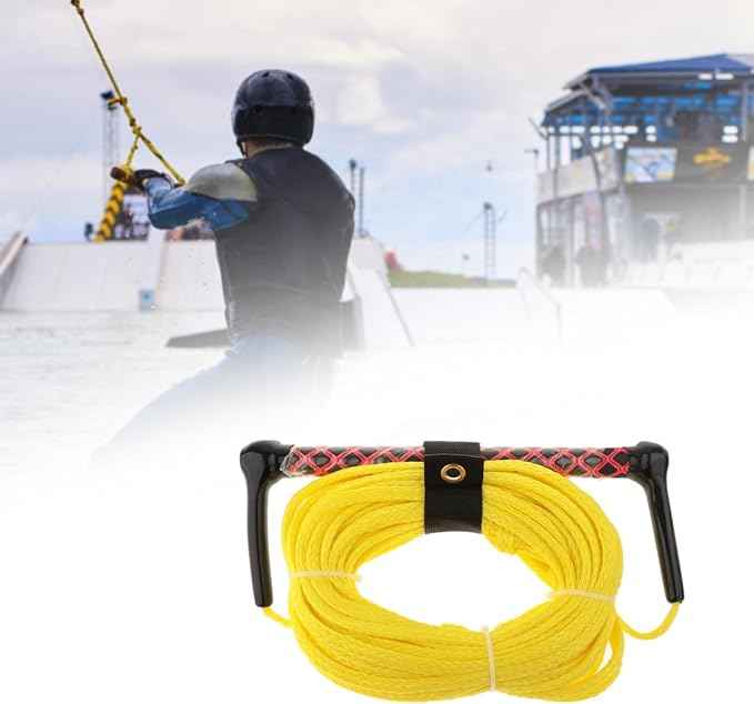 Water Ski Rope Wakeboarding Tow Line with Handle Grip Heavy Duty Water Ski Tow Rope Wakeboard for Surfing Accs, Yellow Rope