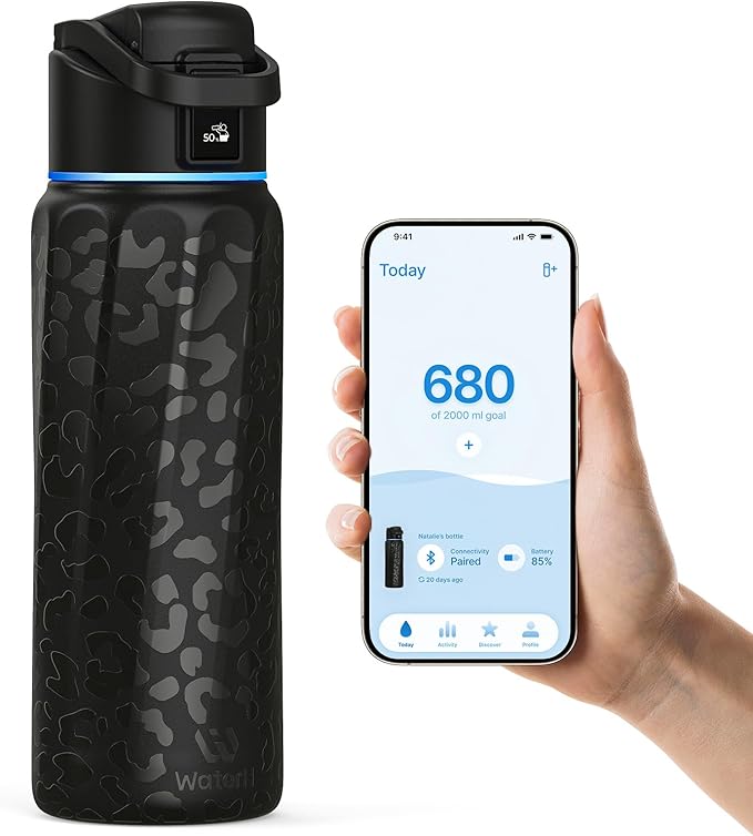 BOOST Smart Water Bottle with Reminder & Tracker, Double Wall Vacuum Insulated Bottles Stainless Steel, 32oz BPA-Free Wide Mouth for Gym, Office, School, Ideal Gift for Christmas, New Year