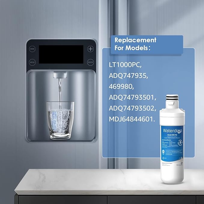 Waterdrop LT1000PC ADQ747935 MDJ64844601 Refrigerator Water Filter, Replacement for LG® LT1000P®, ADQ74793501, ADQ74793502, Kenmore 46-9980, 9980, Pack of 2