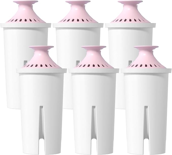 Overbest Magnesium Pitcher Water Filter, Replacement for Brita® Pitchers and Dispensers, Brita® Classic 35557, OB03, Mavea® 107007, and More, Includes 6 Filters