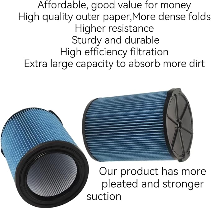 2 Pack VF5000 Replacement Filter for Ridgid Shop Vac Filte, for 5-20 Gallons and Larger Vacuum ridgid shop vac filter,Wet Dry Vacuum filter for Ridgid shop vac filters - AquaVibe