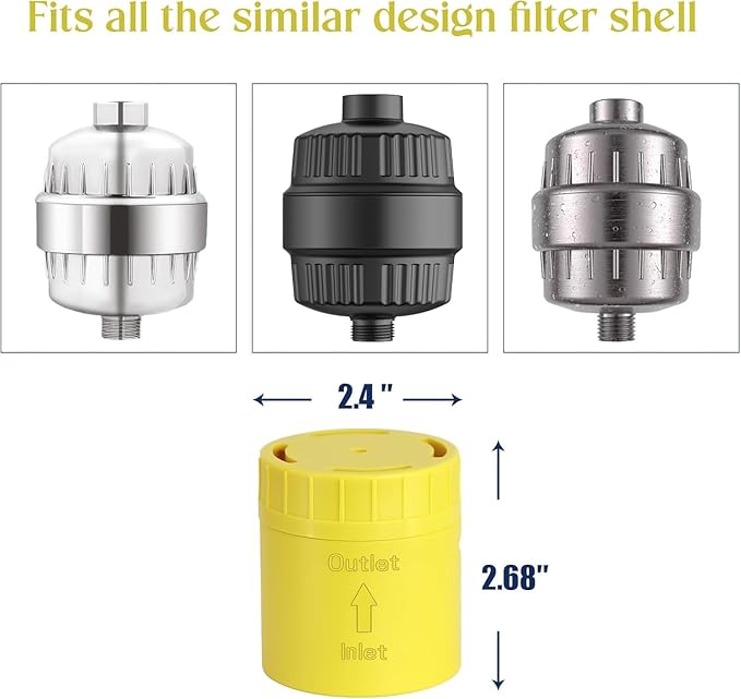High Output Universal Shower Filter Replacement Cartridge –Efficiently Remove Chlorine, Heavy Metals & dirt, Infused with Vitamin C Lemon Scent – Fit Famous Showerhead Filters Brand(1 Pack)