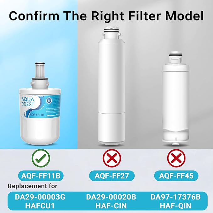 AQUA CREST DA29-00003G Refrigerator Water Filter, Replacement for Samsung DA29-00003G, DA29-00003B, DA29-00003A, Aqua-Pure Plus, HAFCU1, RFG237AARS, FMS-1, RS22HDHPNSR, RSG257AARS, WSS-1 (1 Pack)