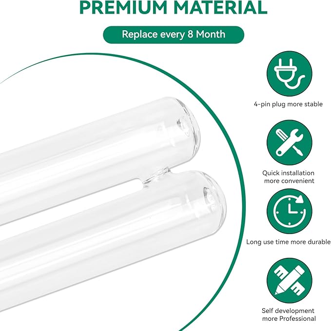 2-Pack 36W UV Replacement Bulbs, 36W UV Bulb Lamp, Compatible with JEBAO PU-36W Filter Sterili-zers, 2G11 4-Pin Bulb Base, HVAC U-V Light