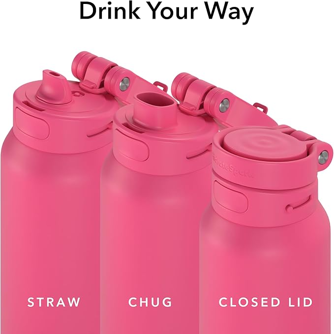 HidrateSpark PRO 2 32oz Bundle – Smart Hydration Bottle with Clinically Accurate Water Tracking & Extended Battery Life - Syncs with Apple Health, Fitbit, Smart Rings & Watches - Flamingo