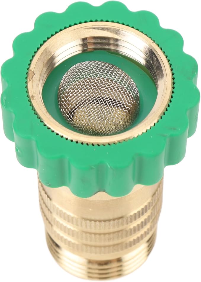 RV Water Pressure Regulator, 50 to 55 PSI 3/4 Inch Brass Thread Inline Water Pressure Reducer with Inlet Screen Filter, for Camping Vehicle Trailers Motorhome Garden