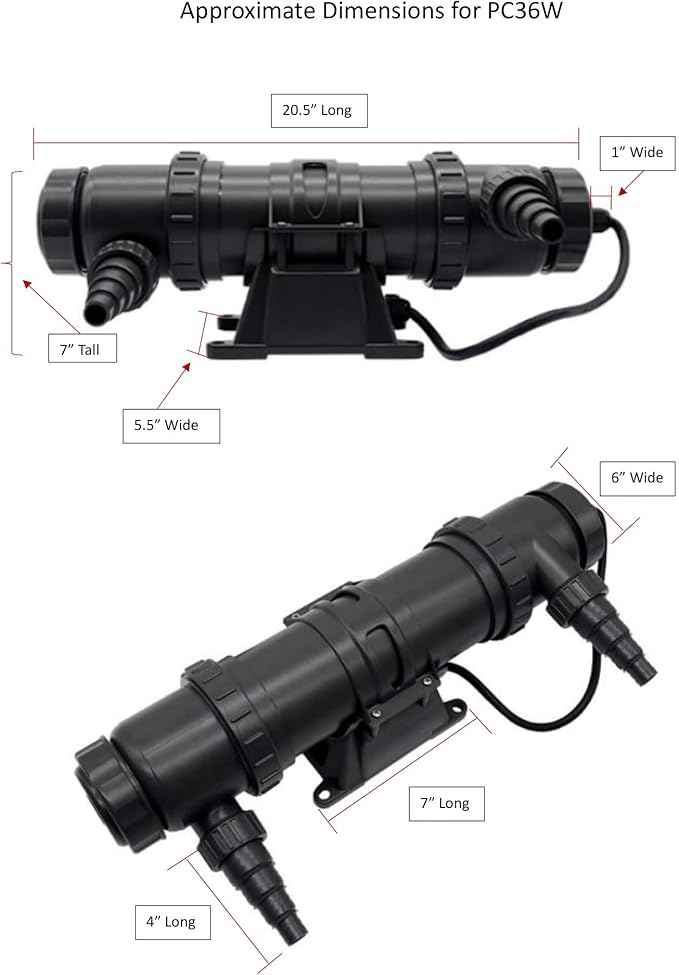 EasyPro PC36W PRO-Clear UV Clarifier / 36 Watt/Max. Flow Rate: 3900 GPH/Max. Pond: 7000 Gallons