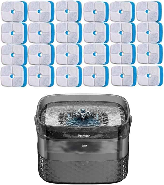 2.4Gal/9L Pet Water Fountains for Medium and Large Dogs and Multiple Cats Large Capacity Automatic, Dog Water Fountains with Filters (﻿ Dog Fountain 24 Filtesr + 24 Sponges)