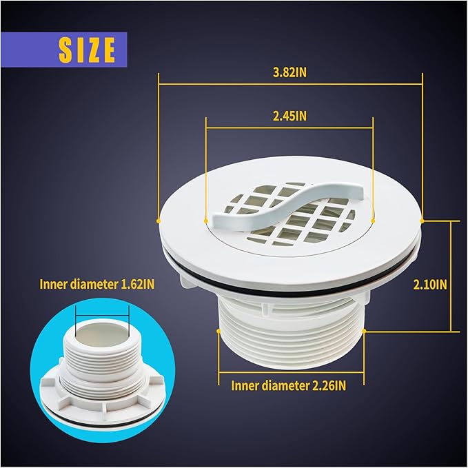 Threaded Inlet Strainer Kit Compatible with Intex Filter Pumps w/ 1-1/2" Hoses,Incl Rubber Washer and Strainer Nut,Inlet Strainer use for Stock Tank Pools & Above Ground Pool - AquaVibe
