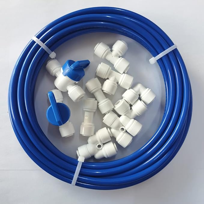Malida 1/4 inch O.D. Length 32.8ft(10 meters) RO Water Tubing, Hose Pipe for RO Water purifiers System,+ 1/4 O.D quick connector 10pcs