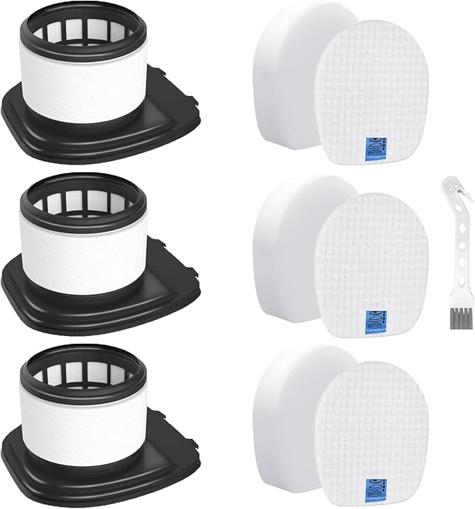 IX141 Replacement Filter for Shark Rocket Pro IX140 IX141 IX142 IZ140 IZ140C IZ141C IZ142 UZ145 Cordless Stick Vacuum,3 HEPA Filter 3 Foam & Felt Filter 1 Cleaning Brush Part # 617FJ140 & 616FJ140 - AquaVibe
