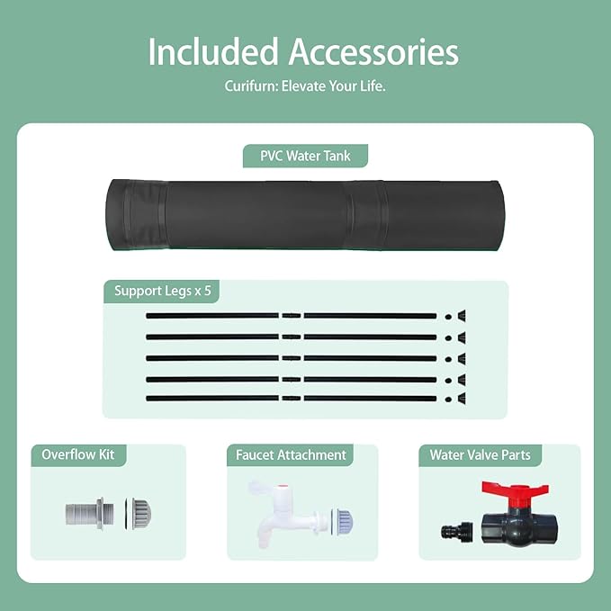 100 Gallon Rain Water Barrel, Portable Rainwater Collect System Water Storage Tank Collapsible Rain Barrel with Filter, Spigot & Overflow Kit (Reinforced Liner+Thickened Legs) - Black