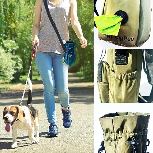 RibbyPup Waterproof Dog Walking Bag with Universal Water Bottle Holder