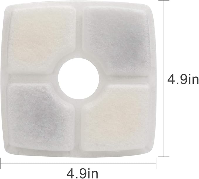 Wonder Creature Cat Fountain Filter for Cubic Cat Water Fountain, 4 Carbon Filters & 2 Pre-Filter Sponges Pack, Elliptical Pet Dispenser Filter