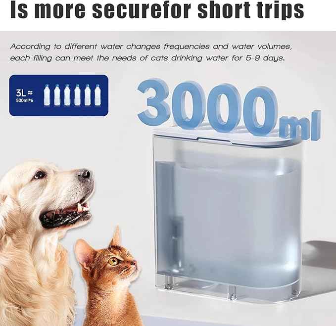 Smart Wireless Pet Water Fountain,2026 Upgraded Pet Water Fountain No Filter,3.5L/118oz Ultra-Quiet Design,Rechargeable Automatic Water Dispenser for Cats and Small Dogs