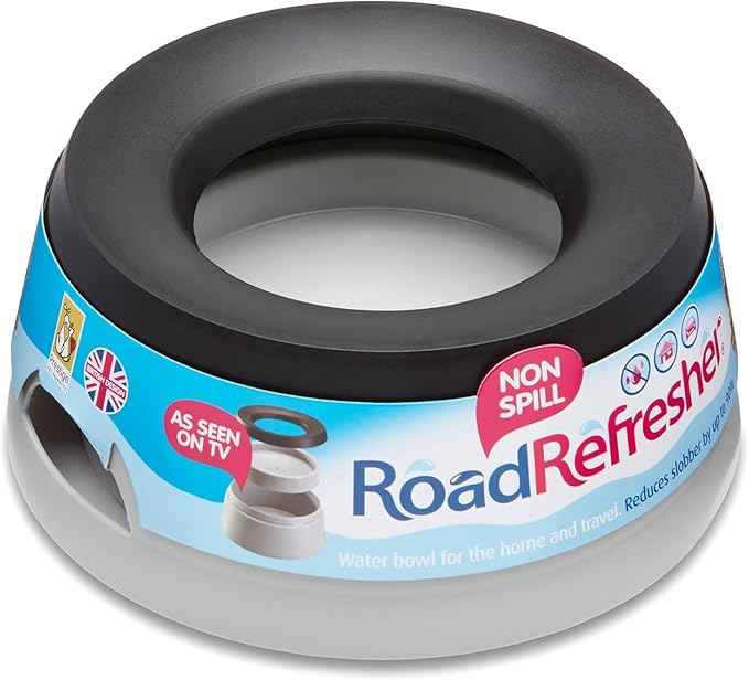 Prestige Pets Road Refresher™️ - Cat and Dog Water Bowl Dispenser - No Spill Water Bowl for Dogs and Cats - Travel Cat Bowl or Dog Bowl - Grey - Large