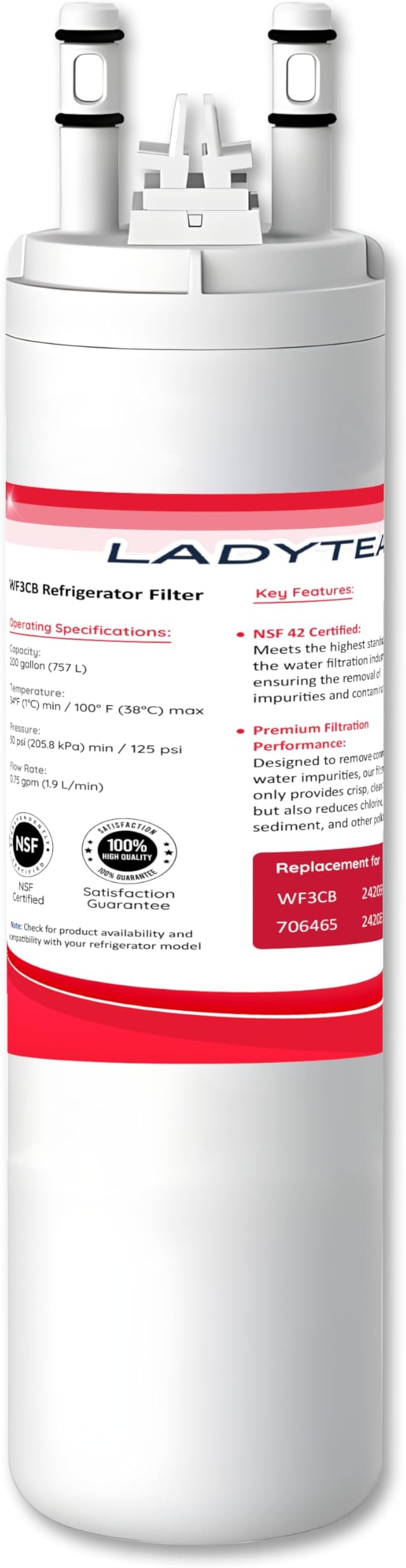Filter Relacement Compatible With Frigidaire WF3CB, Pure Source 3, WF425, 706465, 242069601, 242086201, 242017800, Height 9 inches (1 Pack)