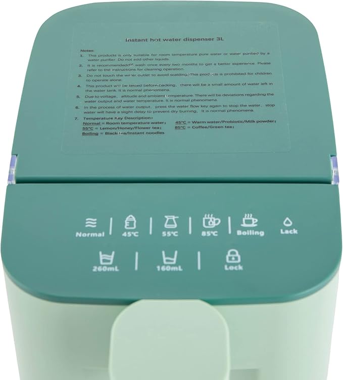 Electric Kettles, 102z Low-Noise Instant Hot Water Dispenser with Adjustable 5 Temp &2 Water Volume Dispense, Electric Water Filter Dispenser for Homes, Offices and Schools (Green)