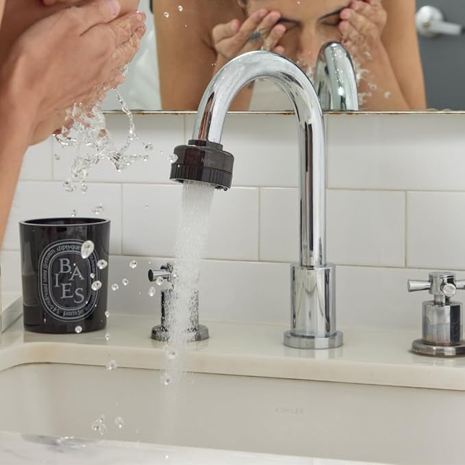 Helios Skincare Filter, Bathroom Sink Faucet Filter, For Women/Men all Ages, Removes Chlorine 99%, Hydrate Skin, Vitamin-C Infused, Advanced Filtration, Clinically Tested (Black)