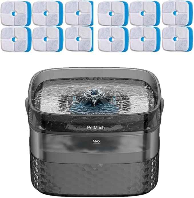 2.4Gal/9L Pet Water Fountains for Medium and Large Dogs and Multiple Cats Large Capacity Automatic, Dog Water Fountains with Filters (Dog Fountain 12 Filtesr + 12 Sponges)