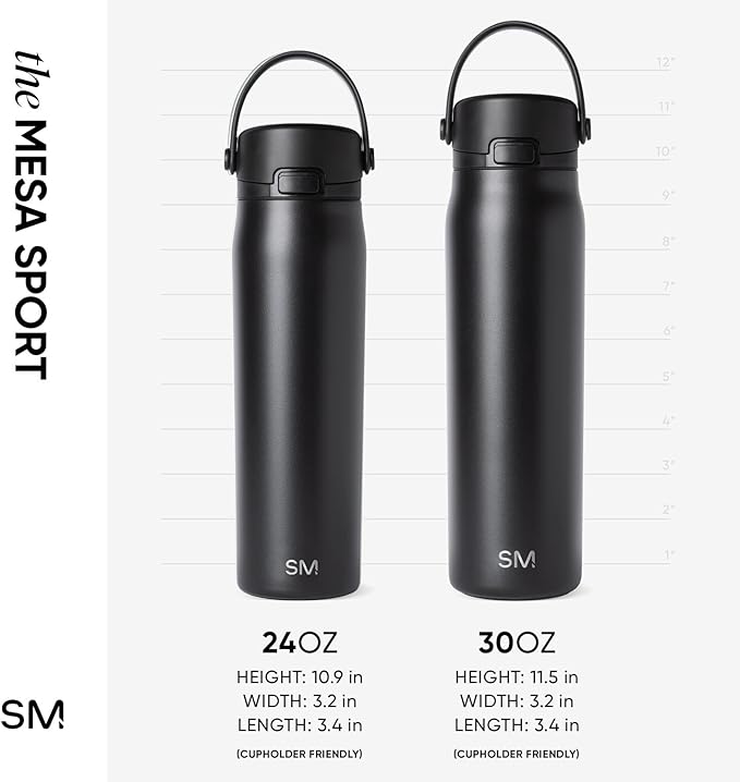 Simple Modern Mesa Sport Water Bottle with Covered Chug Lid | 24oz Cup Holder Friendly Insulated Stainless Steel Bottle for Gym, Sports and Travel | Wild Green Mix