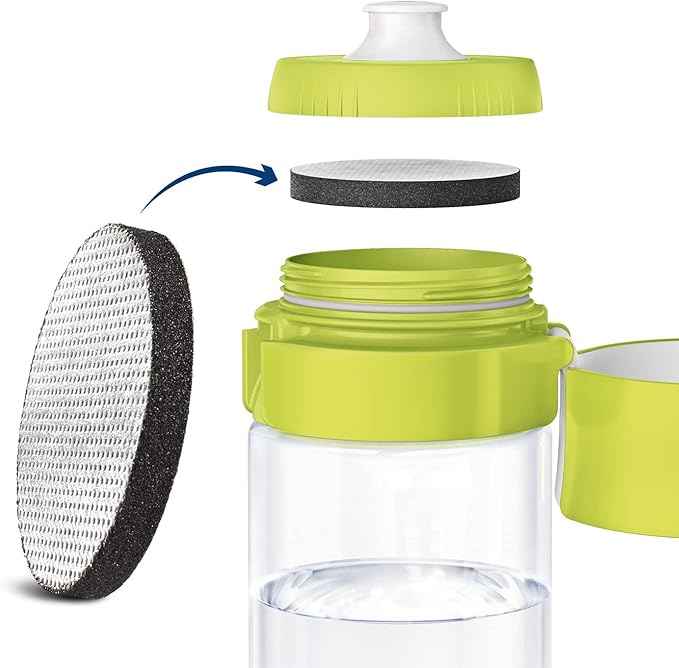 BRITA S1186 Water Filter Bottle, Reduces Chlorine and Organic impurities, BPA Free, Lime, 600ml